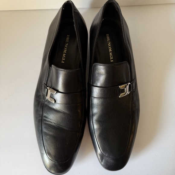 BRUNO MAGLI Men\'s Size 12 M Black Leather Horse Bit Slip On Loafer Made in Italy